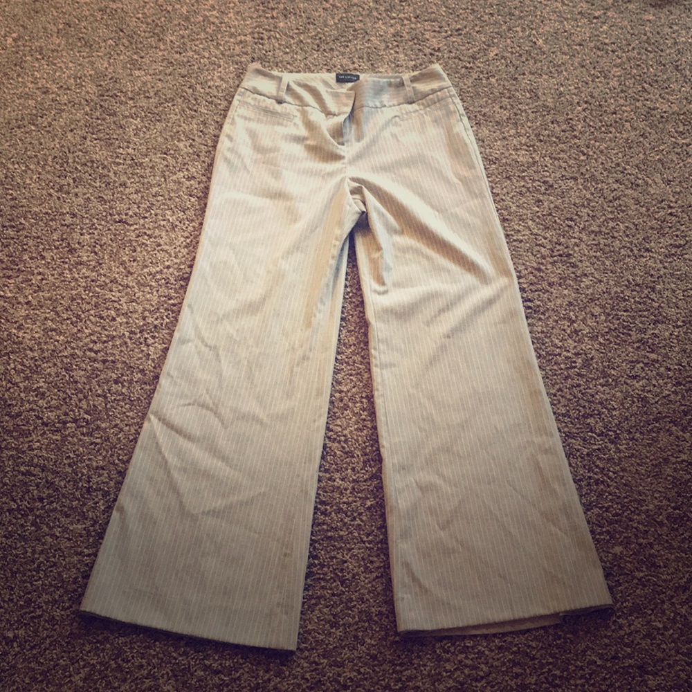 Pinstripe gray wide leg trousers, worn twice